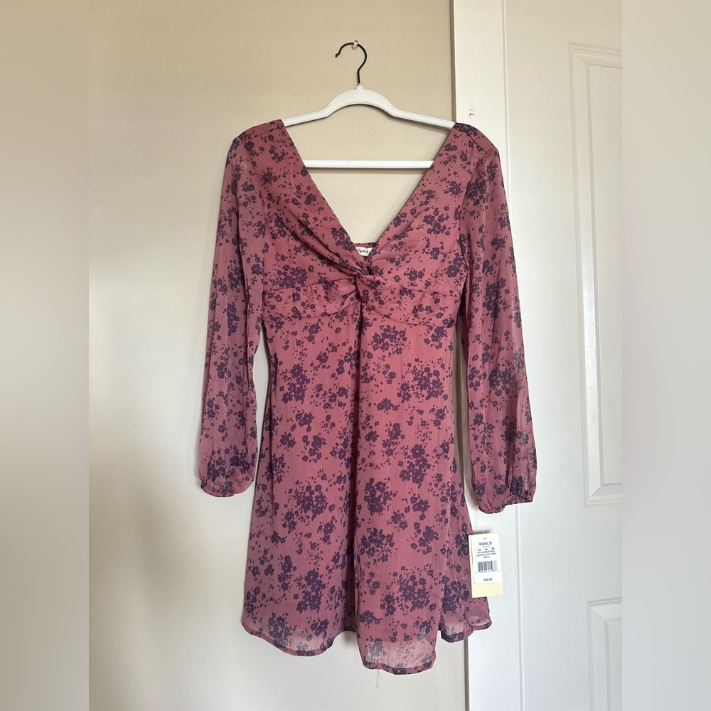 NWT - Mauve and Navy Floral Long Sleeve Dress
